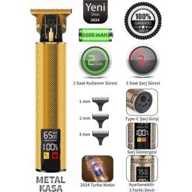 Resim LED Ekranlı, Çelik Gövdeli, Profesyonel Tıraş Makinesi, Saç ve Sakal 