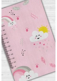 Resim Homshtag Kızım Büyüyor Metreli Pembe Çocuk Odası Halısı Minimal Çocuk Halısı Çok Renkli 