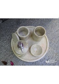 Resim Bej Mermer 5 Parça Banyo Seti Bej 