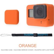 Resim Turuncu-silikon Koruyucu Kapak Gopro Hero 7 6 5 Için Kordon Aksesuarlı Siyah Kol Konut Case Çerçeve Go Pro 7 6 5 
