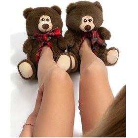 Resim Yogi Kadın Hayvanlı Panduf Kahverengi 36/41 Kahverengi 