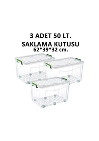 Resim Şenyayla Maksi Tekerli Saklama Kabı 50 L 3 Adet 