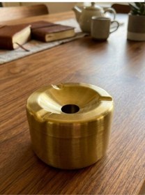 Resim Mucit Home Gold Kapaklı Kokusuz Paslanmaz Metal Küllük Modern Ve Şık Tasarım 