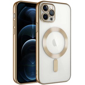 Resim CaseArt Apple Iphone 11 Pro Max Mag Safe Özellikli Lens Korumalı Logo Gösteren Şeffaf Silikon Kılıf - Gold 