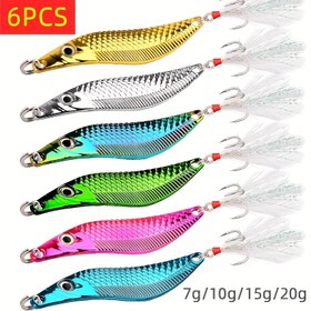 Resim 6 Parça S Şekilli Metal Payetli Balık Yemi Seti, Trolleme ve Jigging İçin Levrek ve Alabalık Avı Yemleri, Tatlısu ve Kıyı Avı Takımı 
