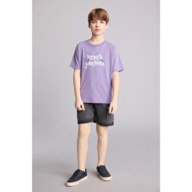 Resim DeFacto New Regular Fit Bisiklet Yaka Baskılı Kısa Kollu Tişört Erkek Çocuk H3082A826SM 