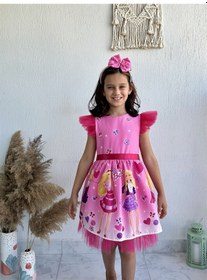 Resim Barbie Kız Çocuk Elbisesi - Pembe 