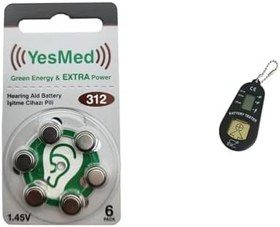 Resim YesMed Extra Power 312 Numara İşitme Cihazı Pili (1 Paket = 6 Adet Pil) + HEDİYE İşitme Cihazı Pil Ölçer 1 Adet 