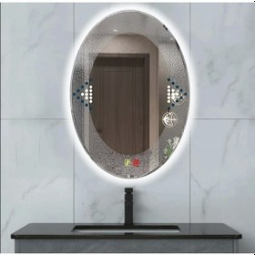 Resim 60x80 H Cm Buğu Çözücülü Dokunmatik Işıklı Ledli Elips Banyo Aynası Şeffaf 