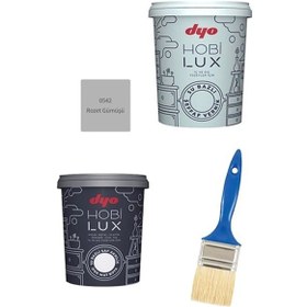 Resim Hobilux 0,9lt Set Hobilux Akrilik Ipek Mat Boya Hobilux Mat Vernik Kestirme Fırça Gümüş 
