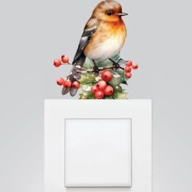 Resim Aesco Yılbaşı Priz Sticker 9X12 Cm, Serçe 5 Adet 