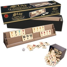 Resim Star Okey Star Süper Lüks Runny Set Golden Pearl Altın Inci Okey Takımı 