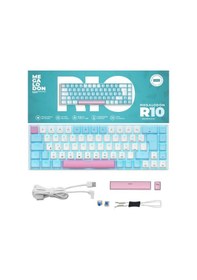 Resim R10 Mekanik Klavye Full Anti-ghosting Hot Swap Blue Switch Oyuncu Klavyesi Türkçe Buz Mavisi Işık 