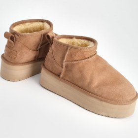 Resim Kadın Hakiki Deri İçi Kürklü Bot Fona - Taba Süet 