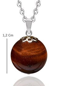 Resim Tesbih Atölyesi Sertifikalı Kahverengi Kaplan Gözü Taşı Doğal Taş Kolye (aaa Kalite) 