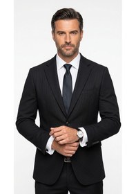 Resim Plus Scorpion Erkek Slim Fit Çift Düğme Çift Yırtmaçlı Blazer Ceket Premium Dokulu Kumaş Siyah 