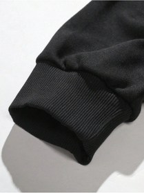 Resim Hypemode Expression Print Drawstring Waist Eşofman Altı Siyah 