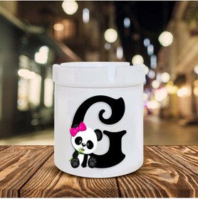 Resim Genel Markalar Panda Desenli G Harfi Baskılı Seramik Şık Küllük 
