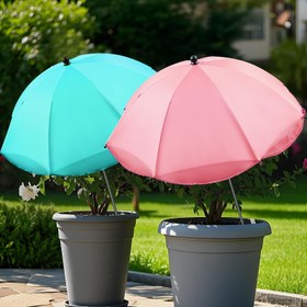 Resim 1 Set Dış Mekan Bitkisi Güneşlik Şemsiye - Ayarlanabilir Yükseklik Manuel Kaldırma Bahçe Şemsiyesi, Dayanıklı Polyester Kumaş ve Metal Çerçeve ile, Saksı Bitkileri için Klasik Yuvarlak Tasarım, Elektrik Gerektirmez, Şemsiye Ağır Hizmet Rüzgar Geçirmez, Bahçe Gölgesi, Klasik Şemsiye Stili, Sağlam Yapı 