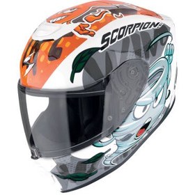 Resim Scorpion EXO-JNR Air THE4ELEMENTS Kapalı Çocuk Motosiklet Kaskı Beyaz / Mavi / Turuncu 