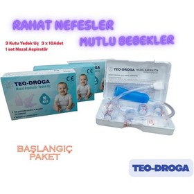 Resim Teo-droga Nazal Aspiratör Seti ve 3 Paket Yedek Uç 3 x 10 Adet Burun Temizleme Başlangıç Paket 