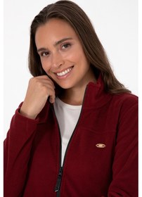 Resim U.S. Polo Assn. Kadın Bordo Fermuarlı Dik Yaka Polar Sweatshirt 50316729-VR014 