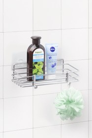 Resim Okyanus Home Magic Fix Sihirli Yapışkan Krom Kancalı Banyo Rafı - 11x24 Cm 