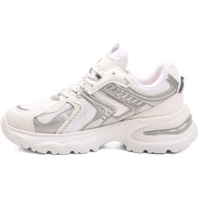 Resim Mc Jamper 2318 Beyaz Gümüş Bağcıklı Yüksek Taban Kadın Sneaker 