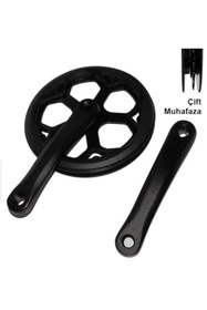 Resim SARİSSA BİSİKLET Elektrikli Bisiklet Aynakol Aluminyum Tek Yaprak 48T 170 mm Vitesli Uyumlu Siyah 