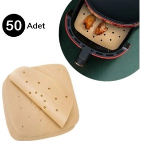 Resim 5DM 50 Adet Air Fryer Pişirme Kağıdı Tek Kullanımlık Hava Fritöz Yapışmaz Yağlı Kağıt Delikli Model 