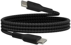Resim Belkin Boost Charge Örgülü USB-C, Hızlı Şarj Cihazı, USB-C Şarj Kablosu, iPhone 16, 15, Samsung Galaxy S24, S23, Pixel, iPad, MacBook, Nintendo ve Daha Fazlası için Hızlı Şarj, 1 Metre, Siyah 