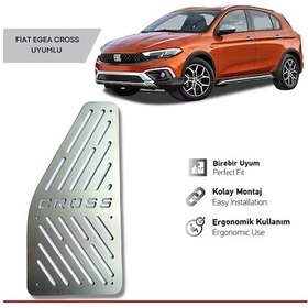 Resim Fiat Egea Cross Uyumlu Ayak Dinlendirme Pedalı Krom Ayak Dayama Pedalı 2021 2023 Arası 