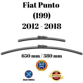 Resim Fiat Punto 199 2012 2013 2014 2015 2016 2017 2018 Uyumlu Ön Cam Muz Tipi Silecek Süpürgesi Seti 650/380mm Silbak 