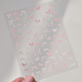 Resim 1pc 5D Tırnak Sanatı Yapışkanlıkları - Pembe Kurdele Kravat Tasarımı, Kendinden Yapışkan Manikür Karalamaları, Tırnaklar, Parmak Tırnakları, Ayak Tırnakları, Tırnak Sanatı Dekoru | Karikatür Stili | Mat Bitir 