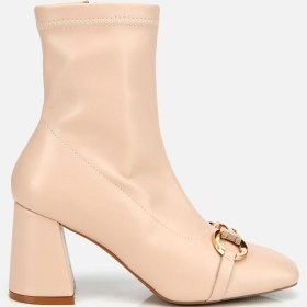 Resim Hotiç Kadın Bej Tokalı Streç Fermuarlı Yüksek Topuklu Bot 01boh314960a310 01boh314960a310 Bej 