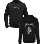 Resim Metallica Baskılı Siyah Ön Arka Baskılı Çocuk Sweatshirt 