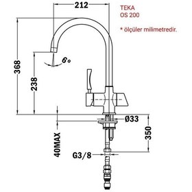 Resim Teka Os 200, Arıtma Cihazı Uyumlu Mutfak Armatürü, Krom Yüzeyli Krom 