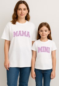 Resim SVART WEAR MAMA MINI Anne Kız Kombin Tişört Takımı T-Shirt Twin Anne Kız Çocuk Oversize MAMA MINI (TEKLİ FİYAT) 