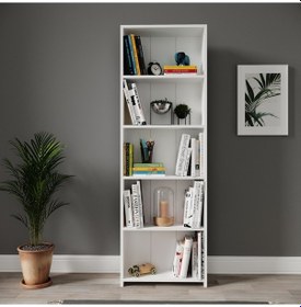 Resim Rosepal Mobilya Micro Dekoratif 5'li Beyaz Kitaplık 