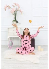 Resim Kız Çocuk Pembe Renk Efsane Mickey Mouse Karakter Baskılı Desenli Pijama Alt Üst Takım Pembe 