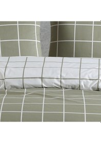 Resim %100 Pamuklu Tek Kişilik Nevresim Takımı 160x220 2 Yastık Kılıflı Lastikli Çarşaflı 120x200+30 Zeytin Yeşili 