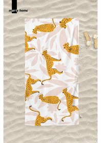 Resim Marte Home Leopard Baskılı Renkli Plaj Havlusu Beyaz 
