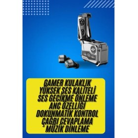 Resim Techno Stock Bluetooth Kulaklık Dokunmatik Kontrol Tws Kablosuz Kulaklık Hi-Fi Stereo 