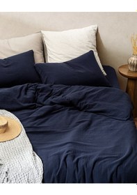 Resim Madame Coco Marla Müslin Tek Kişilik %100 Pamuk Lastikli Nevresim Takımı - Lacivert 8684427194126 Lacivert 