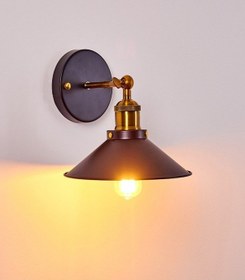 Resim Riolight Retro Tekli Metal Sarkıt Duvar Aplik Şapka Çapı 22cm Siyah 