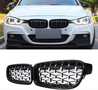 Resim Bmw 3 Serisi F30 2012-2018 Uyumlu Dıamond Panjur ( Böbrek ) Pıano Black 