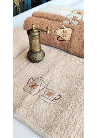 Resim Çeyizlik 30x50 Cm. Mutfak Havlu Seti Çaydanlık Fincan Nakışlı 6'lı Paket Renkli 