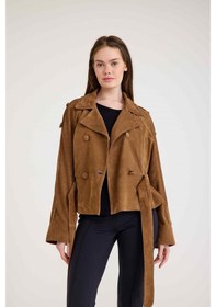Resim Oversize Bayan Süet Deri Ceket Vb-2 Bk-2791 - 24027 Kahverengi 
