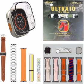 Resim Renkli 49MM Bluetooth Akıllı Saat ve 10 Kordon Seti, Şıklık ve Fonksiyon Bir Arada 