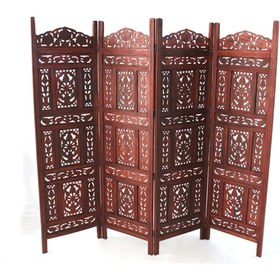 Resim byzm Ahşap Maun Rengi El Oyması Paravan 